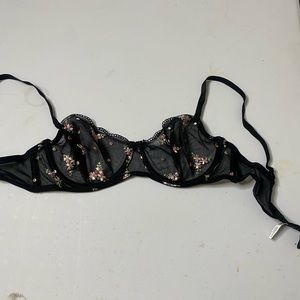 Floral Black Unlined Bra